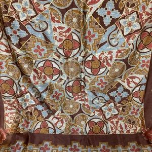 100% Silk Scarf 34” x 35” Never Worn